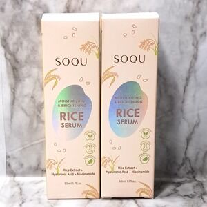 2 SOQU Moisturizing Brightening RICE SERUM Hyaluronic Acid Niacinamide 1.7‎ oz